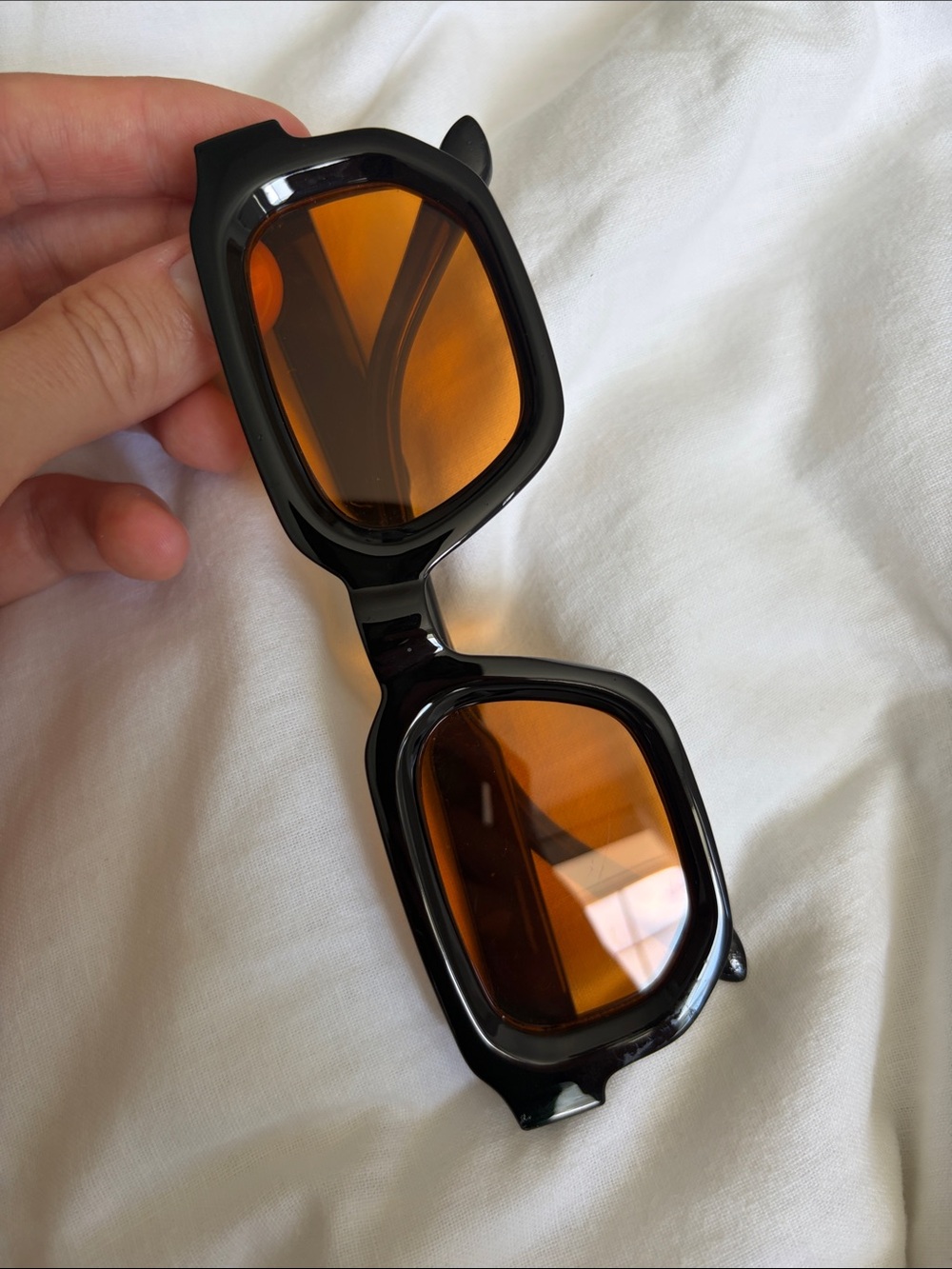Black Frame Sunglasses with Amber Lenses
